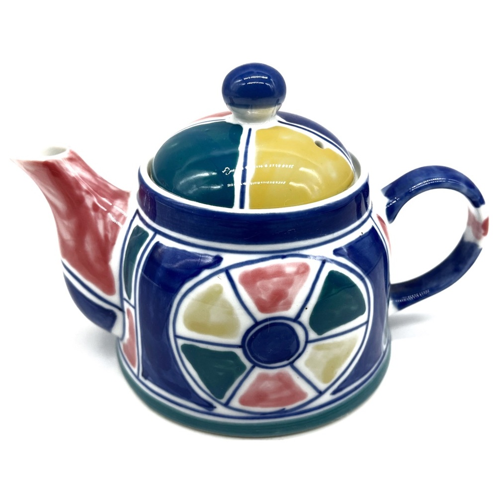 Vintage Knobler Porcelain Small Teapot 80s Colorful